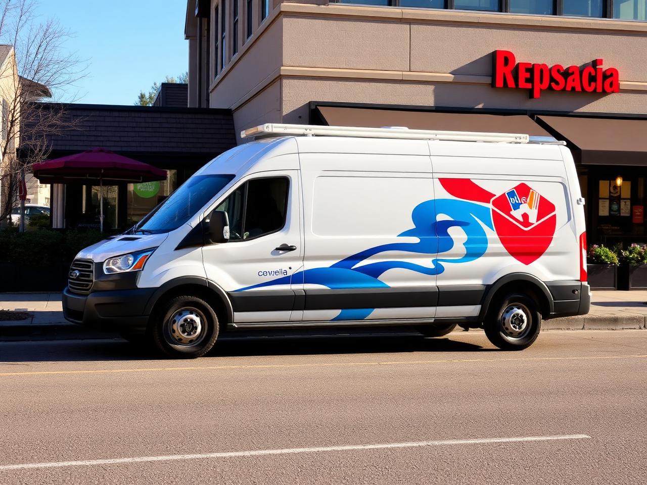 United Restaurant Hood Repair service van outside restaurant